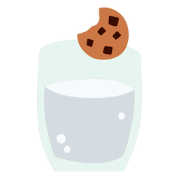Glass of milk and cookie flat PNG Design