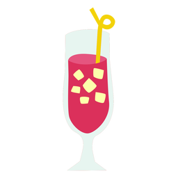 Cocktail glass with straw flat