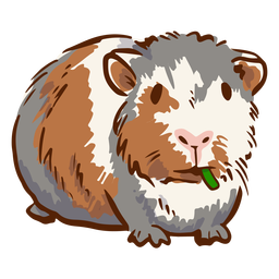 Guinea pig illustration with leaf in mouth
