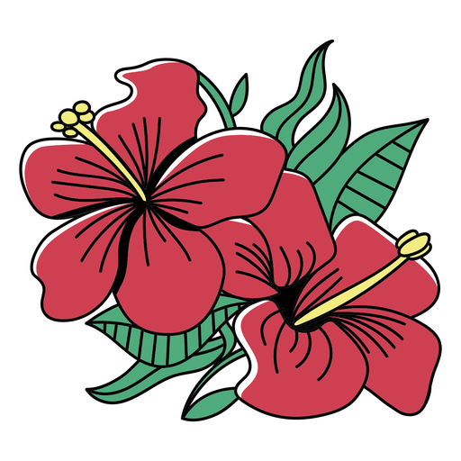 Red hibiscus flower color stroke PNG Design