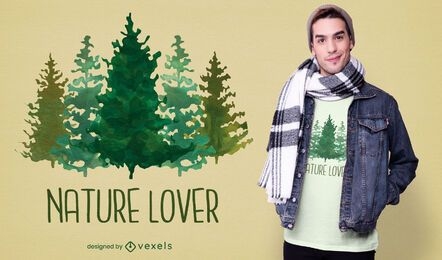 Watercolor trees forest nature t-shirt psd
