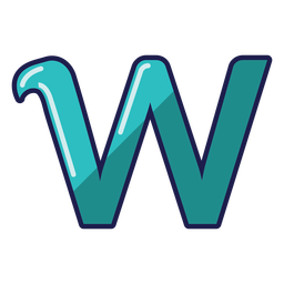 Curly W Glossy Alphabet PNG & SVG Design For T-Shirts