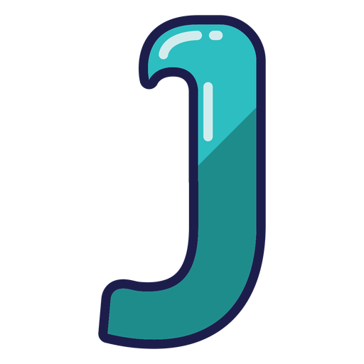 Curly J glossy alphabet PNG Design