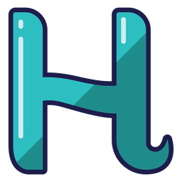 Curly H Glossy Alphabet PNG & SVG Design For T-Shirts