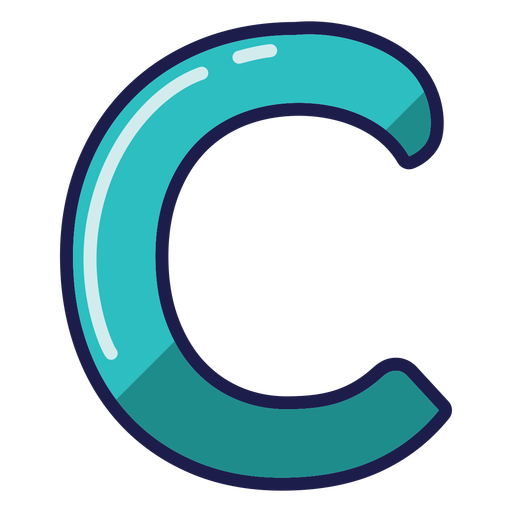 Curly C glossy alphabet PNG Design