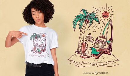 Santa claus summer beach t-shirt design