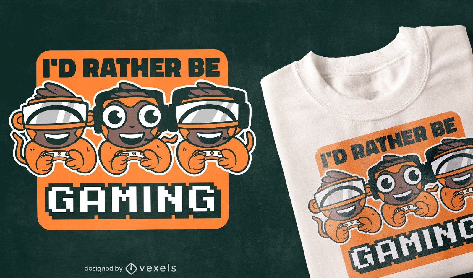 Gaming-Affen-Cartoon-T-Shirt-Design