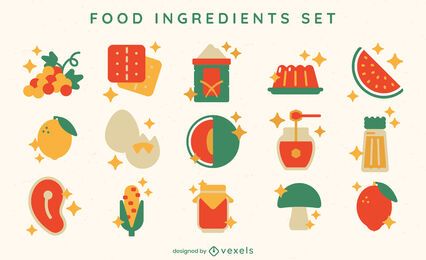 Food ingredients flat elements set