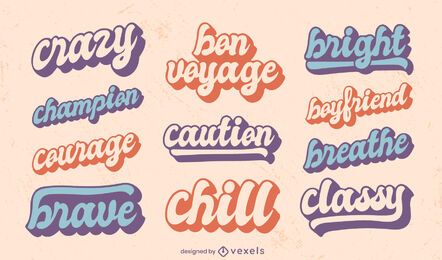 Conjunto de letras retro de citas motivacionales
