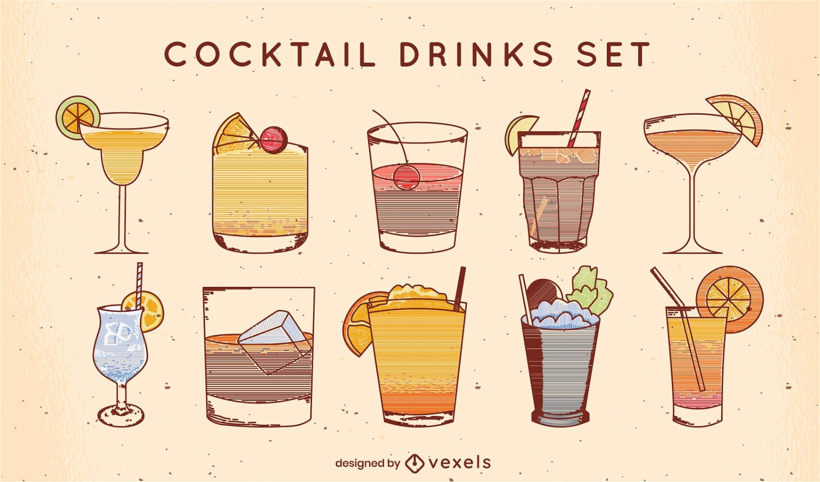 Ausgefallenes alkoholisches Cocktail-Getr?nke-Linien-Set