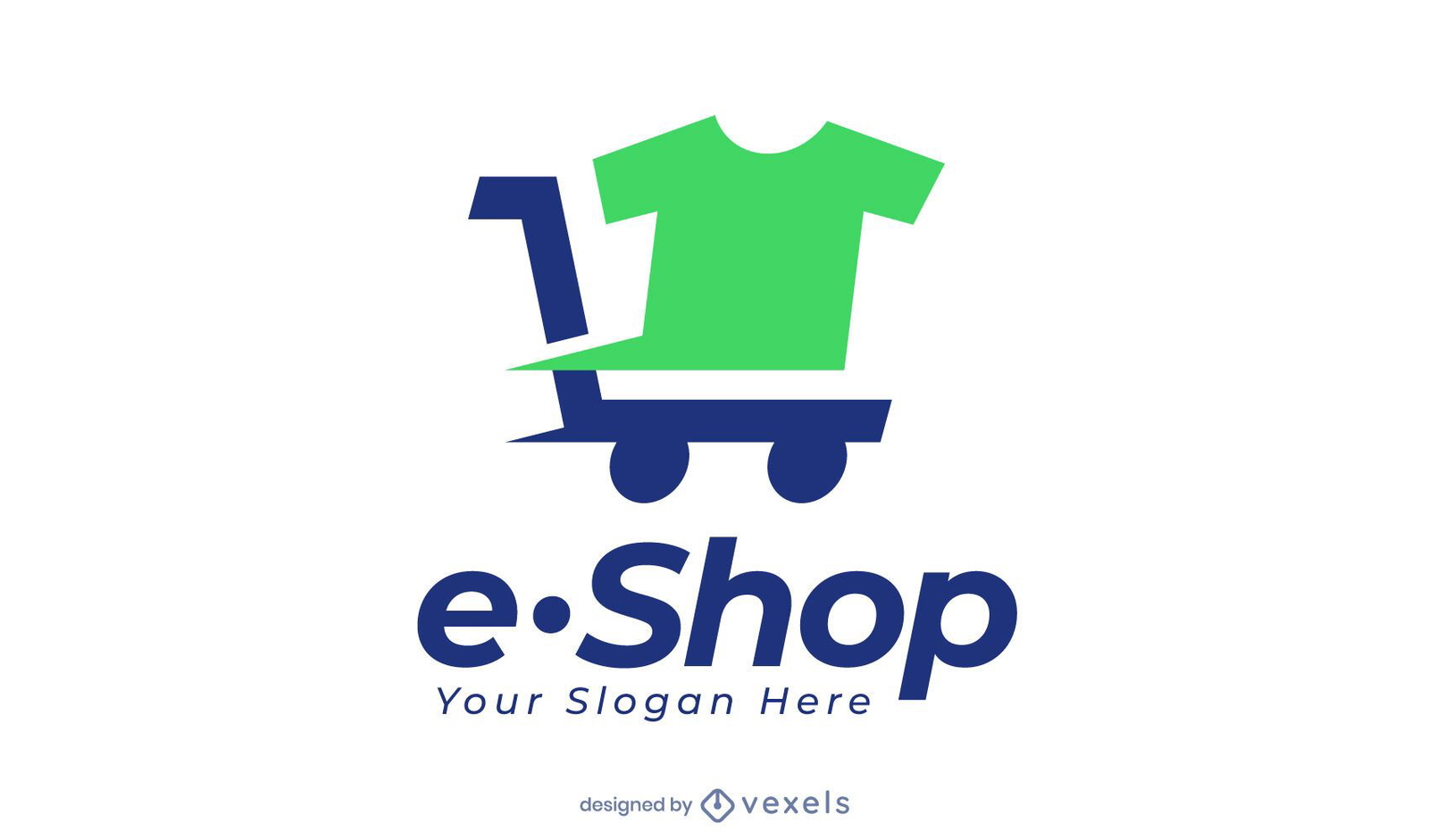 E-commerce t-shirt on cart logo design