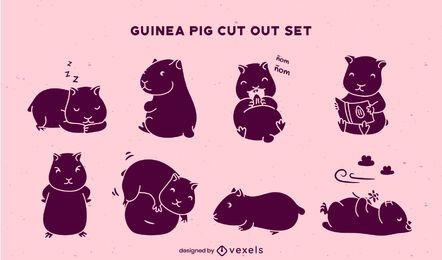 Cut out cute guinea pigs set