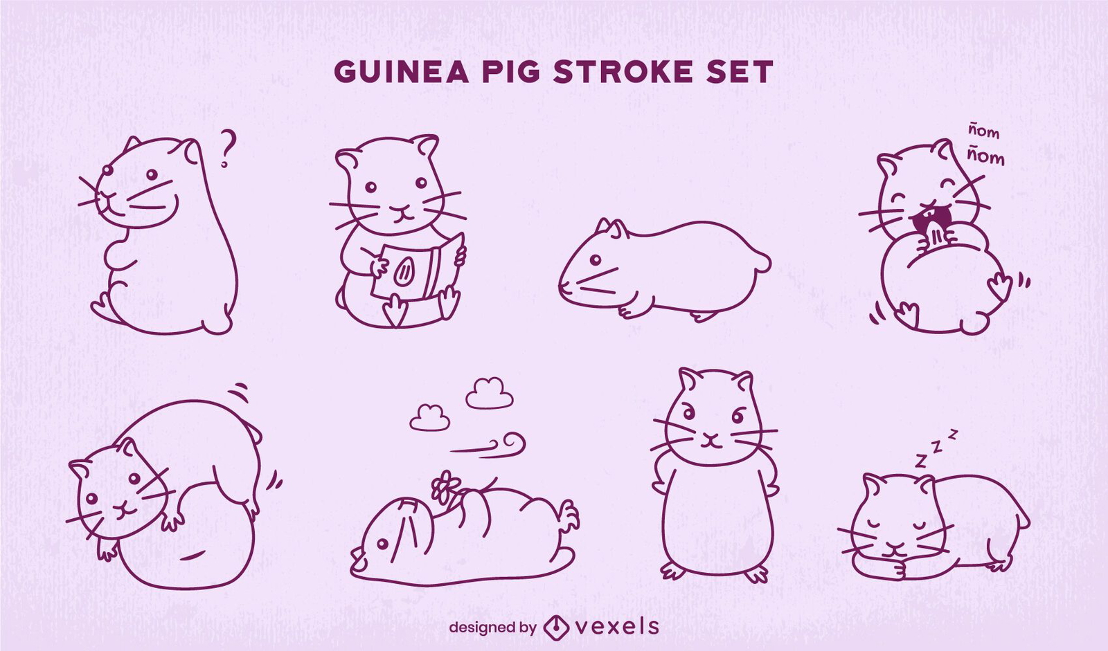 Süßes Meerschweinchen-Stroke-Set