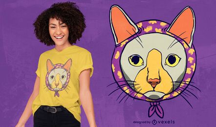 Animal gato com design de t-shirt cachecol