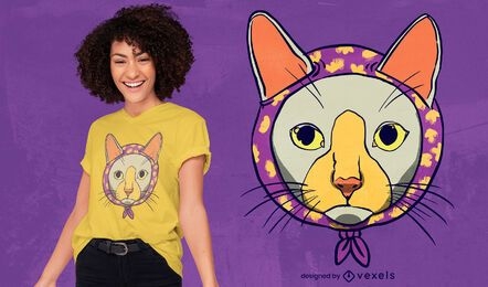 Animal gato con diseño de camiseta de bufanda.
