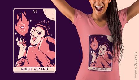 Eulenzauberer mystisches Tarotkarten-T-Shirt-Design