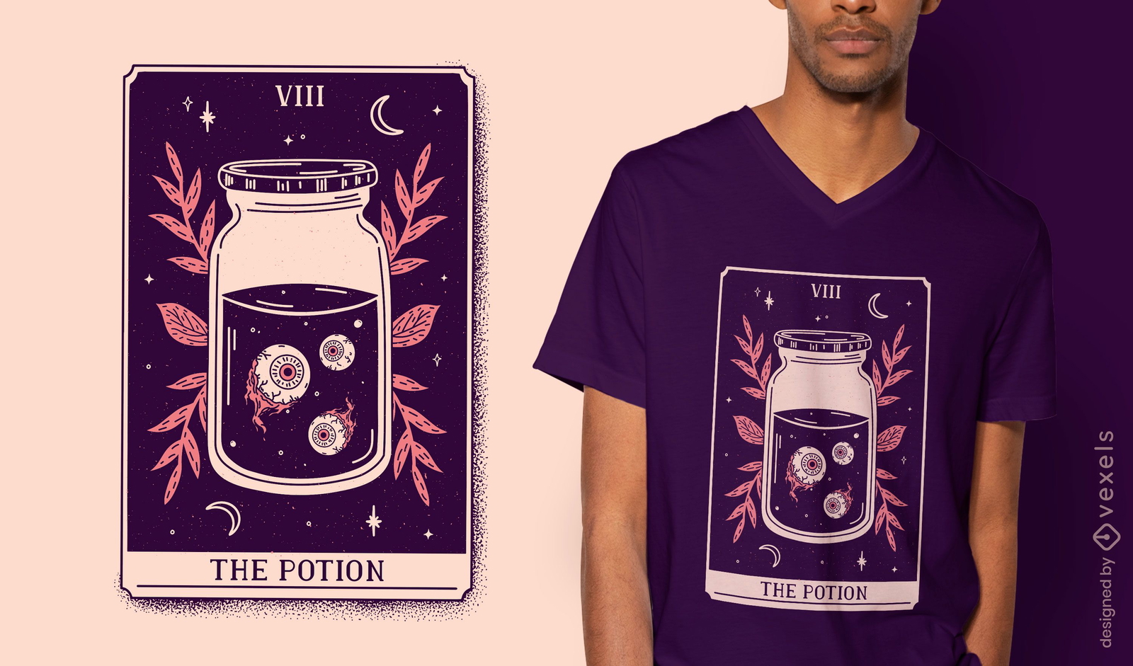 Diseño de camiseta de carta de tarot mística de poción.