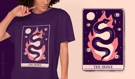 Diseño de camiseta de serpiente mística carta de tarot.