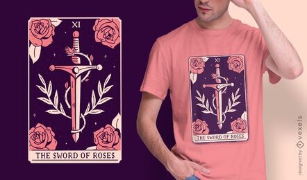 Schwert und Rosen mystisches Tarotkarten-T-Shirt-Design