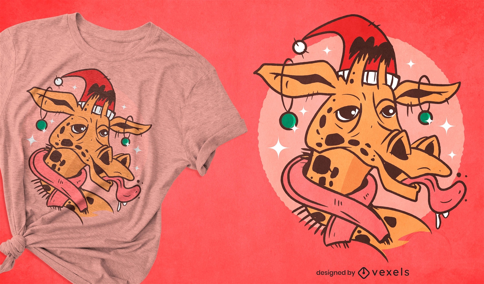 Weihnachtsgiraffentier-T-Shirt-Design