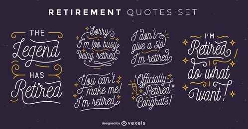 Funny retirement quote badge set