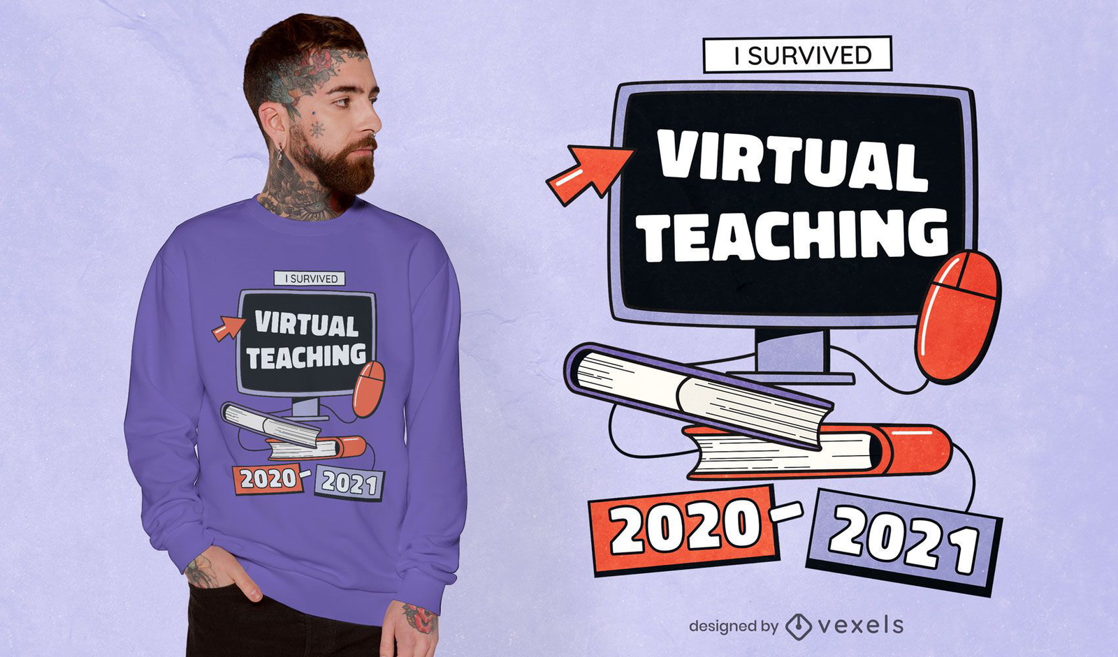 Diseño de camiseta de cita de enseñanza virtual.