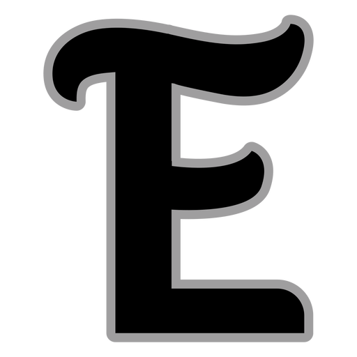 Curly E flat alphabet