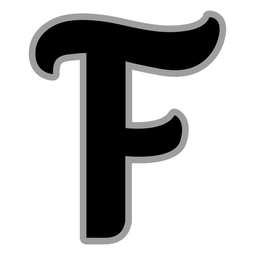 Curly F flat alphabet PNG Design