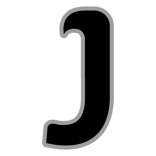 Curly J flat alphabet PNG Design