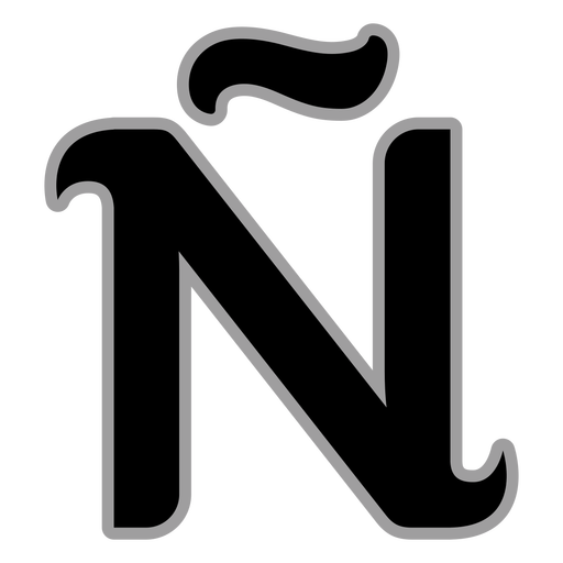 Curly N tilde flat alphabet PNG Design