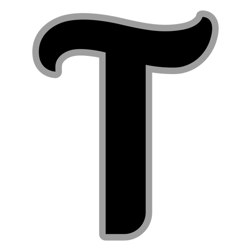 Curly T flat alphabet PNG Design