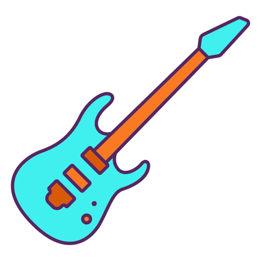 Retro electric guitar color stroke PNG Design