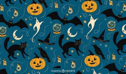 Halloween spooky elements pattern design