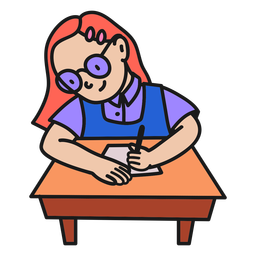 Writing girl color stroke PNG Design