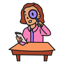 Girl with magnifying glass color stroke PNG Design