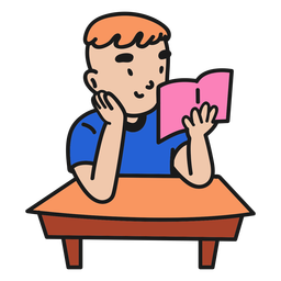 Reading boy color stroke PNG Design