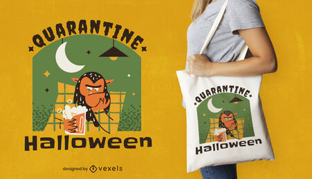 Quarantine monster halloween tote bag