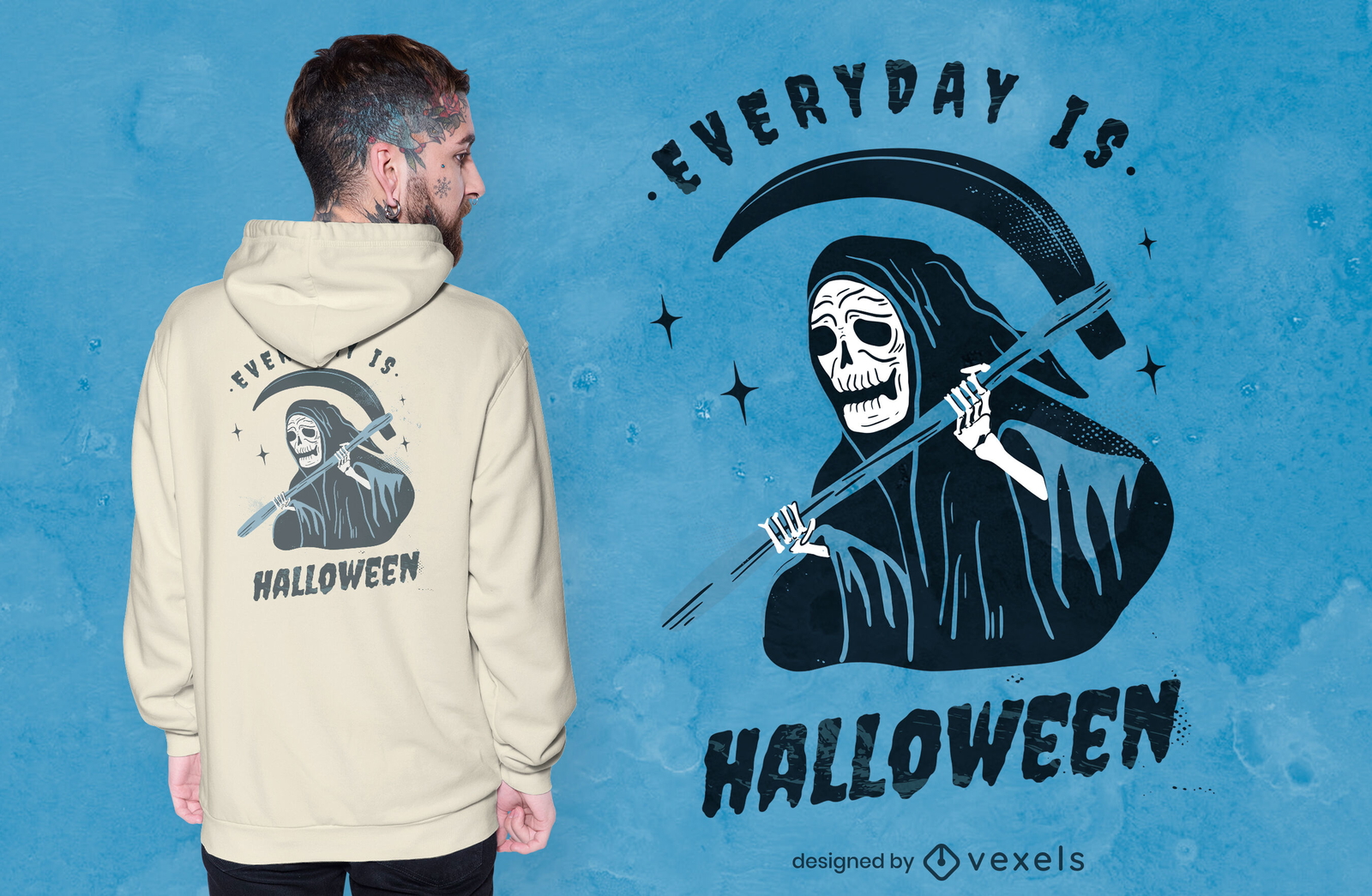 Diseño de camiseta de halloween de muerte parca