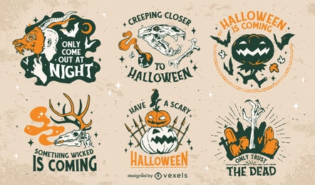 Set of halloween badges illustration