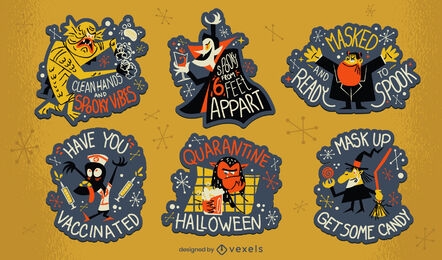 Halloween pandemic set of badges
