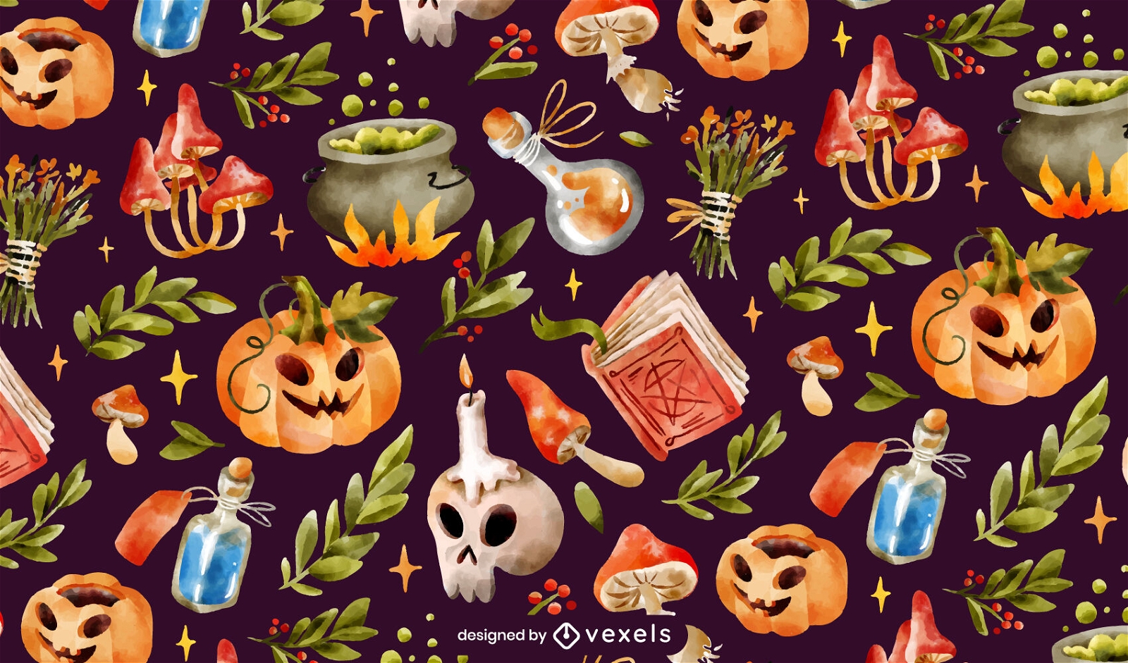 Halloween realistic elements pattern