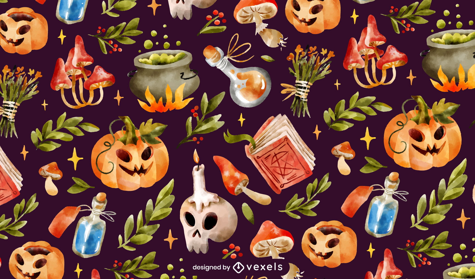 Padrão de elementos realistas de Halloween