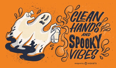Covid halloween lettering illustration