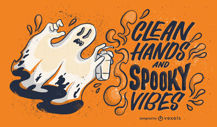 Covid halloween schriftzug illustration