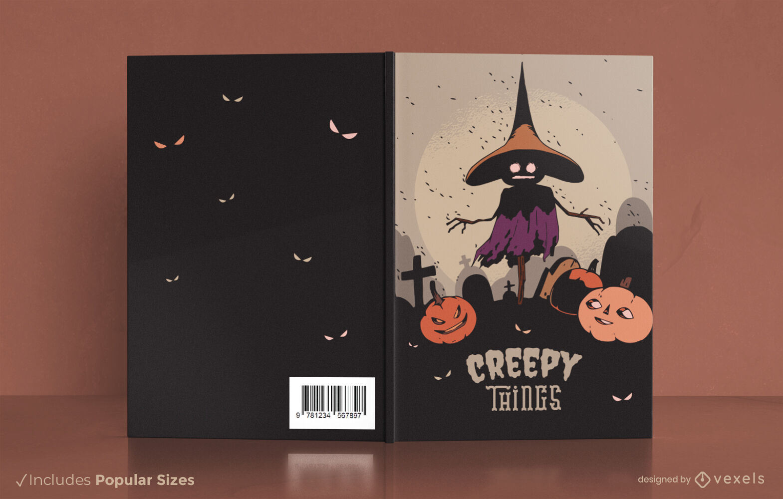 Diseño de portada de libro de halloween espantapájaros