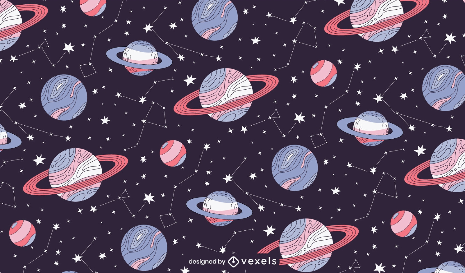 Space and planets color stroke pattern