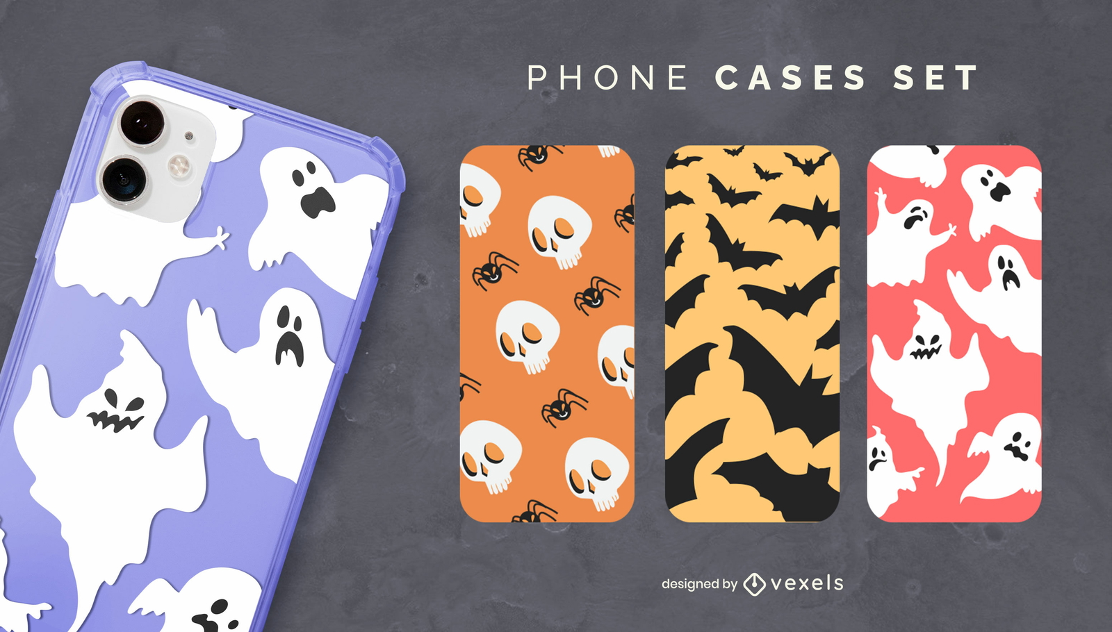 Cajas del teléfono de patrón plano de Halloween