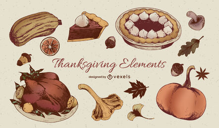 Thanksgiving-Dinner traditionelles Essensset