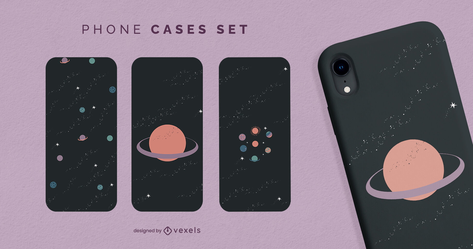 Juego de fundas de teléfono espacial minimalista