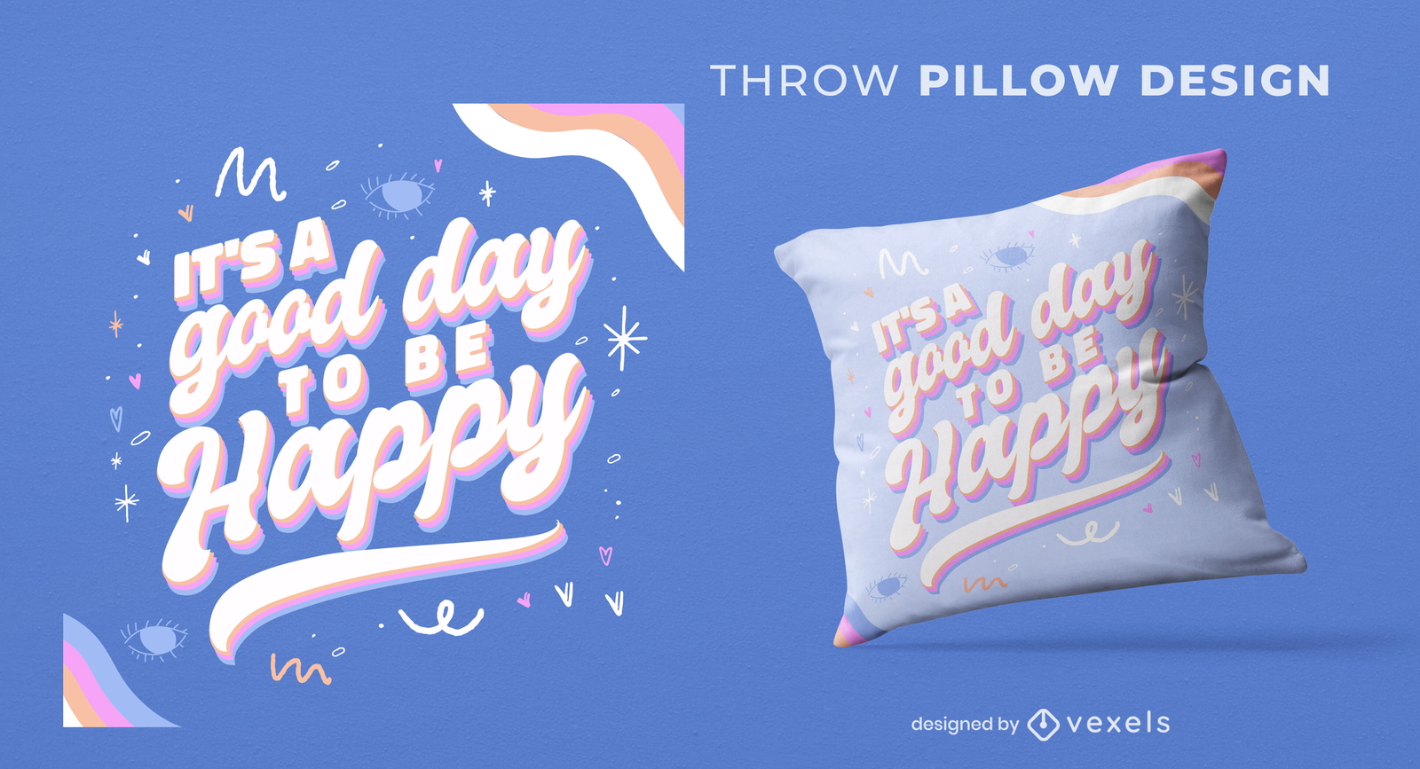 Happy day quote throw pillow design